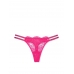 Трусики Стрінги з камінцями Victoria’s Secret Double Shine Strap Lace Thong Panty, Яскраво-рожеві
