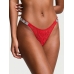 Трусики з відкритим доступом Victoria’s Secret Shine Strap Rose Lace Crotchless Brazilian Panty, Червоні