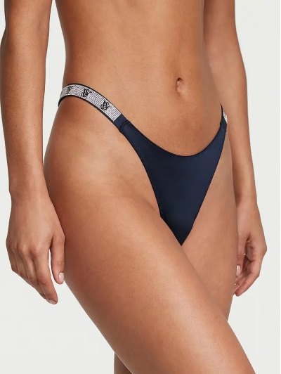 Трусики Стрінги з камінцями Victoria’s Secret Very Sexy Shine Strap Thong Panty, Темно-сині
