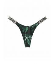 Трусики Стрінги з камінцями Victoria’s Secret Very Sexy Shine Strap Thong Panty, Зелені з листочками