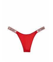 Трусики Стрінги з камінцями Victoria’s Secret Very Sexy Shine Strap Thong Panty, Червоні лого VS