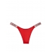 Трусики Стрінги з камінцями Victoria’s Secret Very Sexy Shine Strap Thong Panty, Червоні лого VS