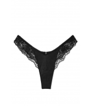 Трусики Стрінги Victoria’s Secret Lace-Trim High-Leg Thong Panty, Чорні