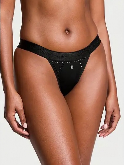 Трусики Стрінги Victoria’s Secret Micro Shine Patch Tanga Panty, Чорні