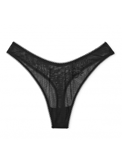 Трусики Victoria's Secret Very Sexy Lace High-Leg Spider Thong Panty, Чорні