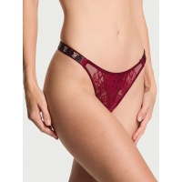 Трусики з відкритим доступом Victoria’s Secret Shine Strap Rose Lace Crotchless Brazilian Panty, Бургунді
