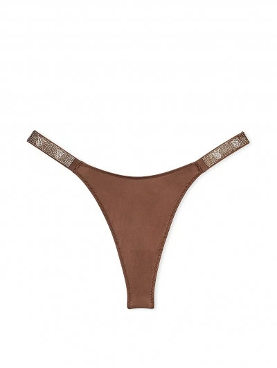 Трусики Стрінги з камінцями Victoria’s Secret Very Sexy Shine Strap Thong Panty, Коричневі