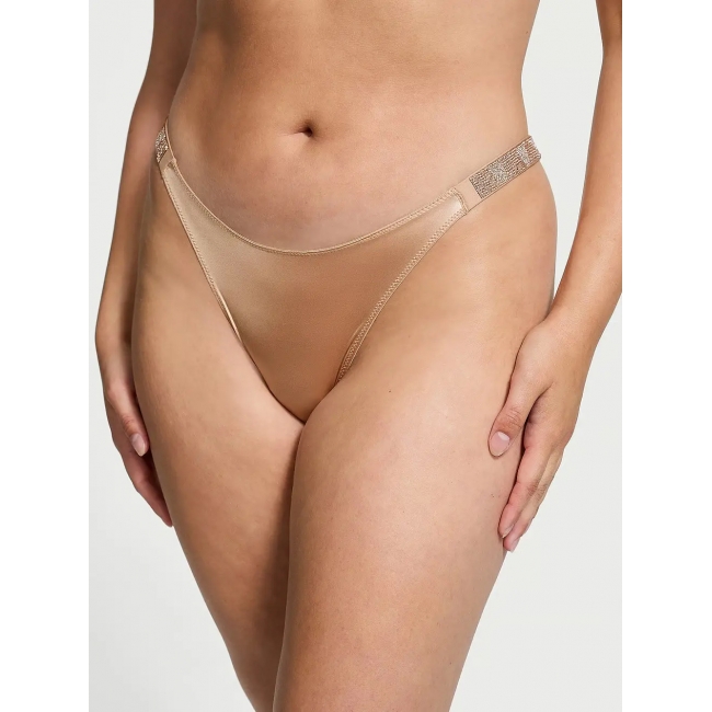 Трусики Бразиліани з камінцями Victoria’s Secret Very Sexy Shine Strap Brazilian Panty, Praline