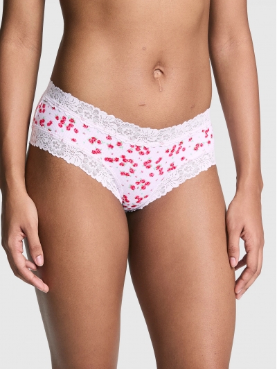Трусики Чіки Victoria's Secret Pink Wink Lace-Trim Cheeky Panty, Purple Whisper Floral Print