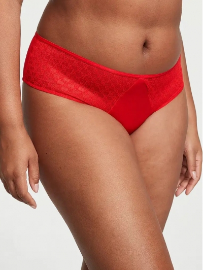 Трусики Чікі Victoria’s Secret Icon Lace Cheeky Panty, Червоні