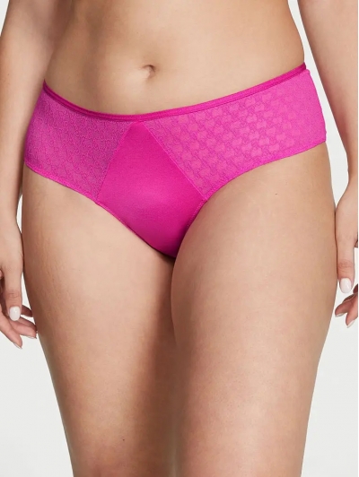 Трусики Чікі Victoria’s Secret Icon Lace Cheeky Panty, Яскраво-рожеві