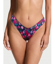 Трусики Стрінги Victoria’s Secret Strappy Back High-Leg Thong Panty, Сині з трояндами