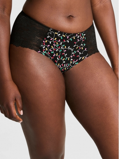 Трусики Чикі Victoria's Secret PINK No-Show Cheeky Panty, Чорні  Lights Print