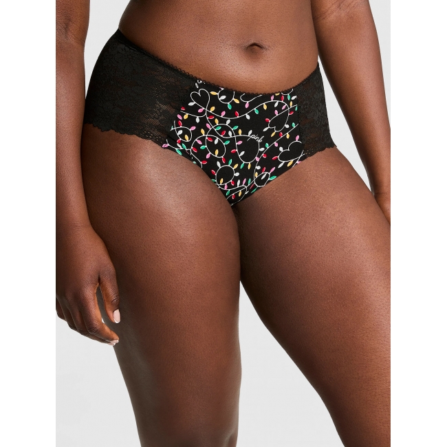Трусики Чикі Victoria's Secret PINK No-Show Cheeky Panty, Чорні Lights Print