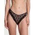 Трусики Victoria's Secret Mesh Lace-Trim High-Leg Thong Panty, Black Bows