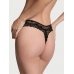 Трусики Victoria's Secret Mesh Lace-Trim High-Leg Thong Panty, Black Bows