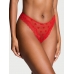 Трусики Victoria's Secret Mesh Lace-Trim High-Leg Thong Panty, Red Bows