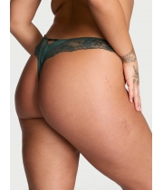 Трусики Стрінги Victoria’s Secret Lace-Trim High-Leg Thong Panty, Темно-зелені
