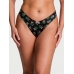 Трусики Стрінги Victoria’s Secret Strappy Back High-Leg Thong Panty, Чорні з малюнком
