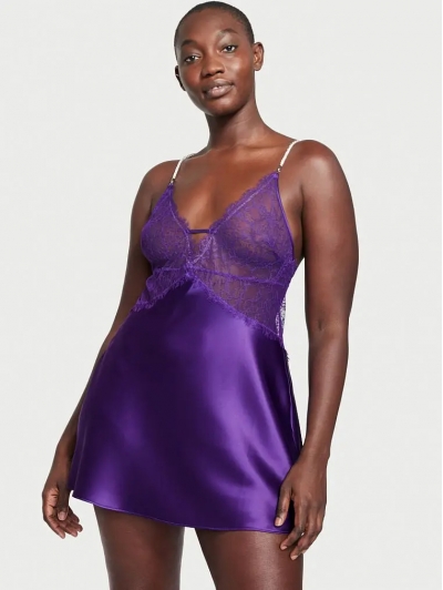 Пеньюар Victoria’s Secret Shine Rope Strap Satin Slip, Brilliant Purple