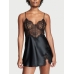 Пеньюар Victoria’s Secret Lace Top Satin Slip, Чорний