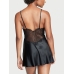 Пеньюар Victoria’s Secret Lace Top Satin Slip, Чорний
