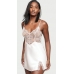 Пеньюар Victoria’s Secret Lace Top Satin Slip, Чорний