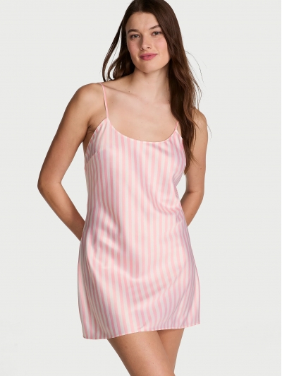 Пеньюар Victoria’s Secret Heritage Stripe Satin Mini Slip, Рожева смужка