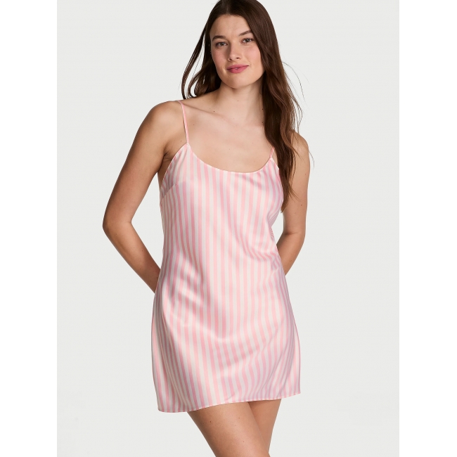 Пеньюар Victoria’s Secret Heritage Stripe Satin Mini Slip, Рожева смужка
