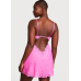 Пеньюар Victoria’s Secret Shine Strap Lace Slip, Яскраво-рожевий