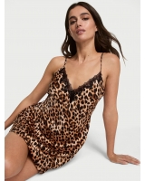 Пеньюар Victoria’s Secret Satin & Rose Lace Mini Slip, Леопардова