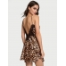 Пеньюар Victoria’s Secret Satin & Rose Lace Mini Slip, Леопардова