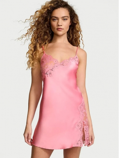 Пеньюар Victoria’s Secret Dare to Dream Lace & Satin Slip, Рожевий