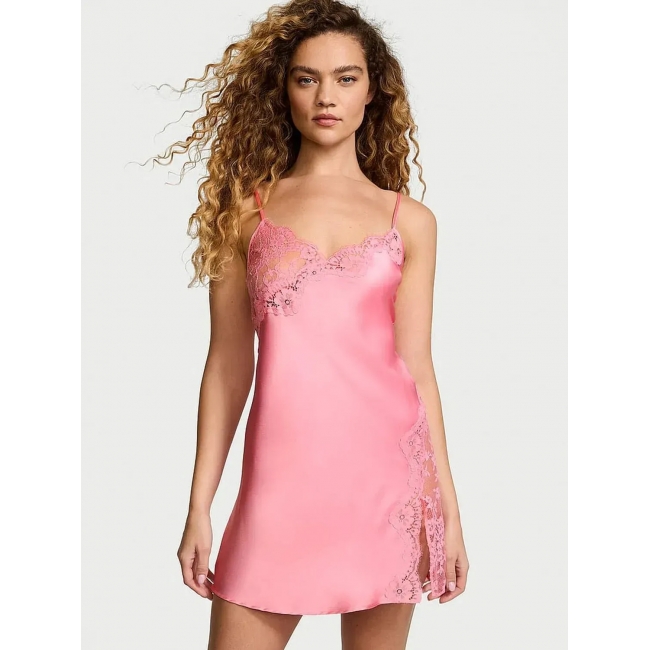 Пеньюар Victoria’s Secret Dare to Dream Lace & Satin Slip, Рожевий
