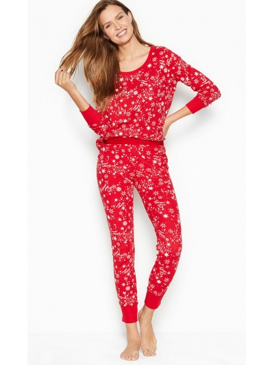 Термо піжама Victoria's Secret Thermal PJ Set, Red Starry Sky
