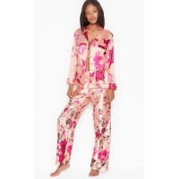 Атласна Піжама Victoria's Secret Long PJ Set, Floral Apricot