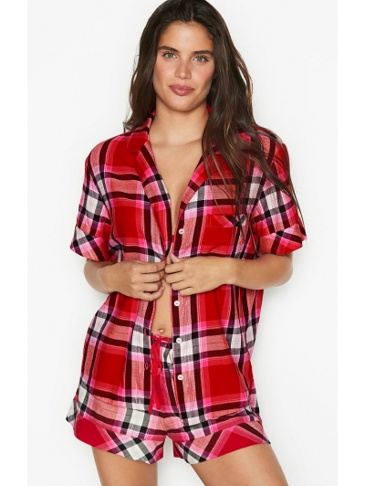 Піжама Victoria's Secret Flannel Boxer PJ, Pink Plaid