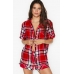 Піжама Victoria's Secret Flannel Boxer PJ, Pink Plaid