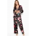 Атласна Піжама Victoria's Secret Long PJ Set, Black Floral