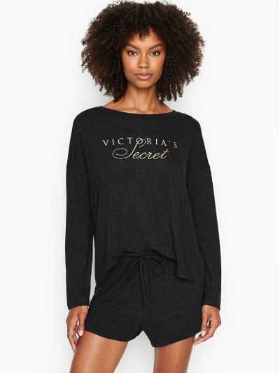 Піжама Victoria's Secret Cozy Knit Short PJ Set, Black Logo