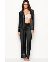 Атласна Піжама Victoria's Secret Long PJ Set, Pure Black