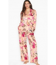 Атласна Піжама Victoria's Secret Long PJ Set, Flowers