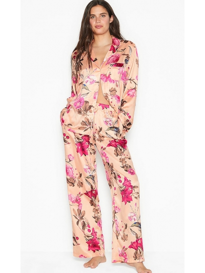 Атласна Піжама Victoria's Secret Long PJ Set, Flowers