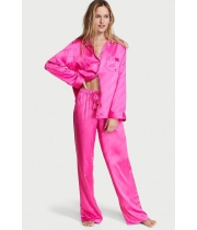 Атласна Піжама Victoria's Secret Long PJ Set, Bright Pink