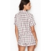Піжама У Клітку Victoria's Secret Flannel Boxer PJ, White/Black Check