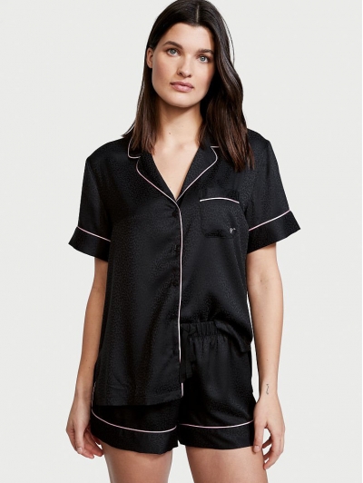 Атласна Піжама Victoria's Secret Satin Short PJ Set, Stripe and Flowers