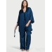 Атласна Піжама 3в1 Victoria's Secret 3-Piece Pajama Set, темно-синя