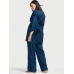 Атласна Піжама 3в1 Victoria's Secret 3-Piece Pajama Set, темно-синя