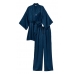 Атласна Піжама 3в1 Victoria's Secret 3-Piece Pajama Set, темно-синя