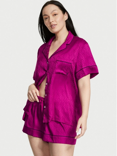 Сатинова Піжама Victoria’s Secret Satin Short Pajama Set, Малинового кольору